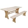 Kit Mesa e 2 Bancos de Jantar Ou Churrasco Madeira Natual Pinus Beneficiada - 2