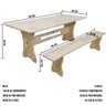 Kit Mesa e 2 Bancos de Jantar Ou Churrasco Madeira Natual Pinus Beneficiada - 3