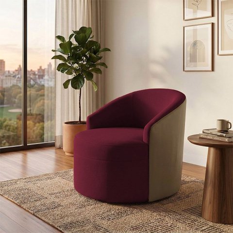 Poltrona Design Marcante Confortavel para Sala Vermelho Leticia