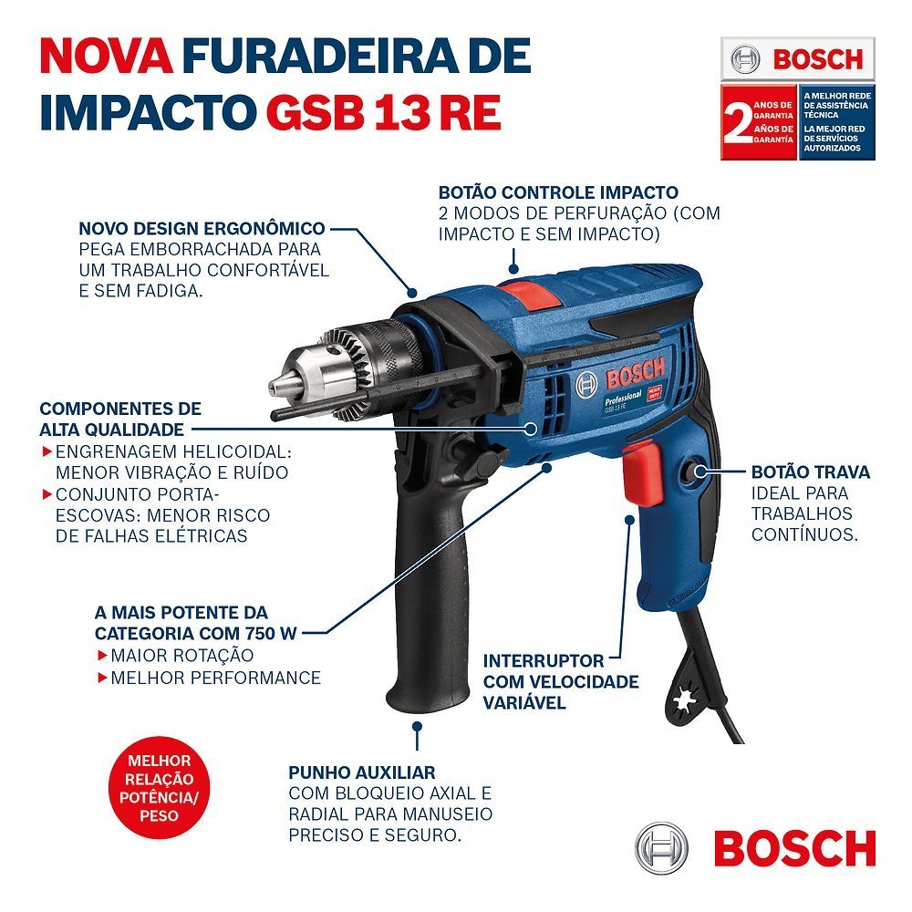 Furadeira Bosch GSB 13 RE 220V - 6