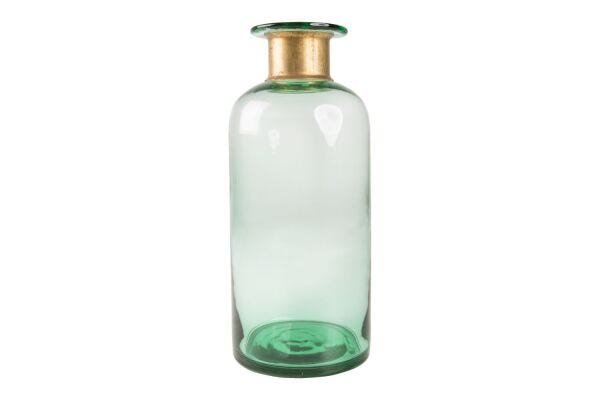Vaso Decorativo De Vidro Verde e Dourado - 1