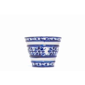 Cachepot Decorativo de Porcelana Azul e Branca Pintado a Mão Pequeno