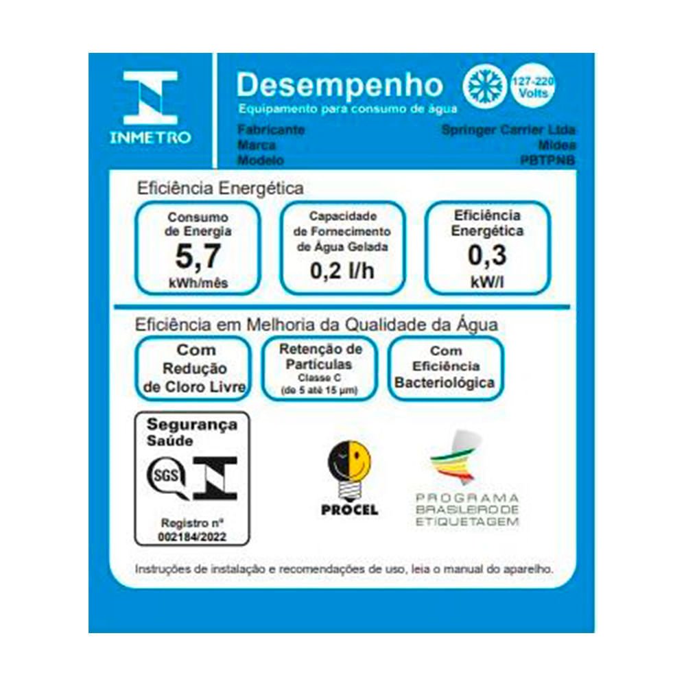 Purificador de Água Preto Midea Pbtpnb - Bivolt - 14