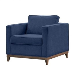 Poltrona Suede com Pés em Madeira Aspen - 1 Poltrona Suede com Pés em Madeira Aspen - 1