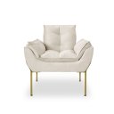 Ver imagem 2 de Poltrona Decorativa Opala Amamentação para Sala Base de Ferro Dourada Suede Me-ecommerce:bege