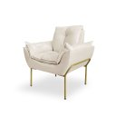 Ver imagem 3 de Poltrona Decorativa Opala Amamentação para Sala Base de Ferro Dourada Suede Me-ecommerce:bege
