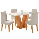 Ver imagem 2 de Mesa de Jantar 4 Lugares Felicity Vênus Mel/blonde/veludo Marfim - Viero Móveis