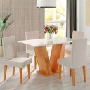 Ver imagem 1 de Mesa de Jantar 4 Lugares Felicity Vênus Mel/blonde/veludo Marfim - Viero Móveis
