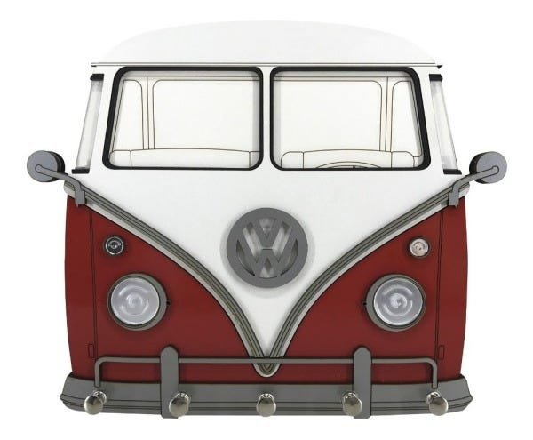 Porta Chaves Decorativo Kombi Vermelha Corujinha Volkswagem