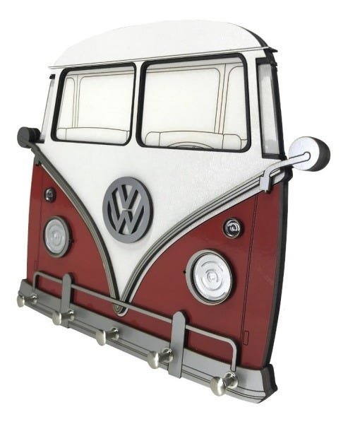 Porta Chaves Decorativo Kombi Vermelha Corujinha Volkswagem - 2