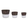 Conjunto Vaso Potigua 3 Peças Madeira Cimento Palha Branco - 1