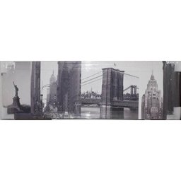 Quadro Lona Estátua Da Liberdade 122 X 40 Nova York Branco - Bege - Lona - 1