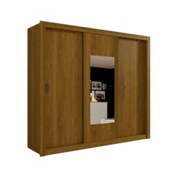 Guarda Roupa Casal com Espelho 3 Portas 4 Gavetas - Manaus New-Freijó - Leifer Móveis - 1
