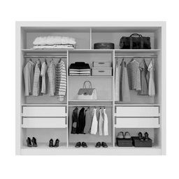 Guarda Roupa Casal com Espelho 3 Portas 4 Gavetas - Manaus New-Freijó - Leifer Móveis - 2