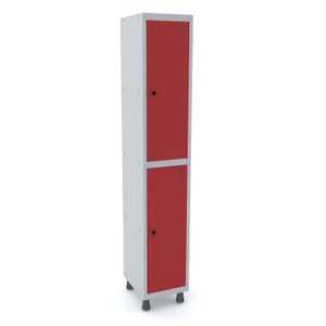 ROUPEIRO DE AÇO 1M 02 PORTAS PITÃO PANDIN - CINZA/VERMELHO GRP 501/2 DI