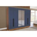 Ver imagem 1 de Guarda Roupa 6 Portas (2 C/ Espelho) e 4 Gavetas Valência Freijo/azul - Politorno