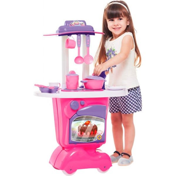 Cozinha Infantil Tateti Top Chef - 15 Acessórios - Rosa/Lilás
