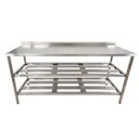 Ver imagem 1 de Mesa Aço Inox Profissional 160x70x90 cm com 2 Prateleiras Fenestradas com Espelho Nortinox Stander