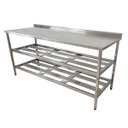Ver imagem 2 de Mesa Aço Inox Profissional 160x70x90 cm com 2 Prateleiras Fenestradas com Espelho Nortinox Stander