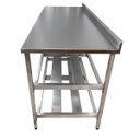 Ver imagem 3 de Mesa Aço Inox Profissional 160x70x90 cm com 2 Prateleiras Fenestradas com Espelho Nortinox Stander