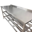 Ver imagem 4 de Mesa Aço Inox Profissional 160x70x90 cm com 2 Prateleiras Fenestradas com Espelho Nortinox Stander