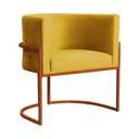 Ver imagem 1 de Poltrona Decorativa Luana Veludo Mostarde Base Bronze - Fm
