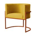 Ver imagem 2 de Poltrona Decorativa Luana Veludo Mostarde Base Bronze - Fm