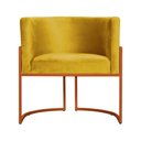 Ver imagem 3 de Poltrona Decorativa Luana Veludo Mostarde Base Bronze - Fm