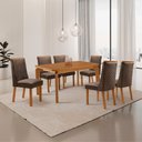 Ver imagem 2 de Mesa de Jantar Liz Yasmin 180 cm Tampo MDF Canto Copo Laminado com 6 Cadeiras Moderna Mobília