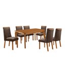 Ver imagem 1 de Mesa de Jantar Liz Yasmin 180 cm Tampo MDF Canto Copo Laminado com 6 Cadeiras Moderna Mobília