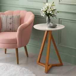Mesa Lateral Off White com Amêndoa Classic Tebarrot Móveis - 2