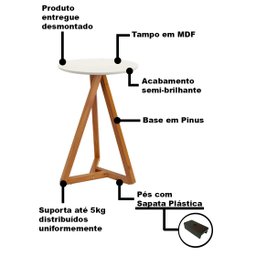 Mesa Lateral Off White com Amêndoa Classic Tebarrot Móveis - 4