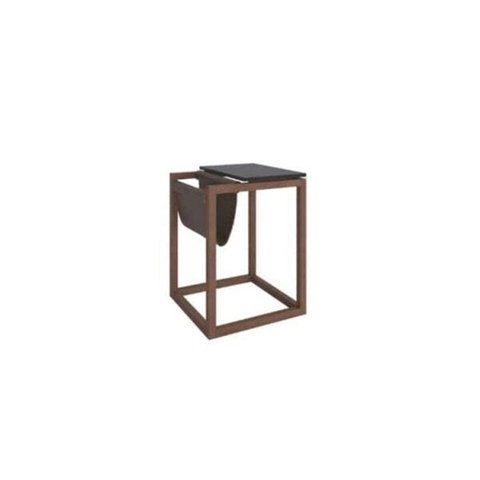 Mesa Lateral Supreme com Revisteiro Preto com Amêndoa - Tebarrot Móveis