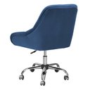 Ver imagem 2 de Cadeira Poltrona Decorativa Rodinhas Regulagem Altura Alice Veludo Azul Marinho