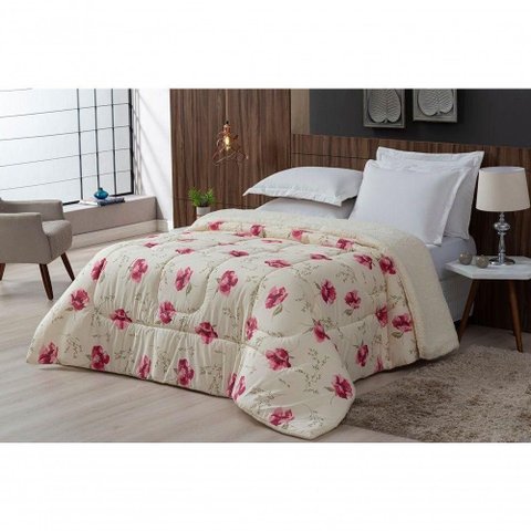 Coberdrom Sherpa-Percal 180 Fios Estampado Queen Gran Moratta 01 Peça - Floral Rose