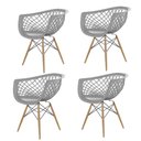 Ver imagem 1 de Kit 4 Cadeiras Web Cinza Brazão com Pés de Madeira Design Moderno e Confortável