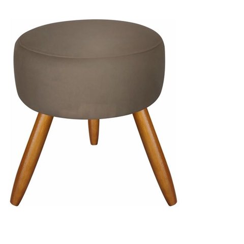 Puff Decorativo Banqueta Dóris Redondo Suede Cappuccino