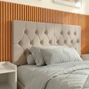 Ver imagem 2 de Cabeceira Elisa Solteiro Estofada Suede Capitonê Design Elegante Conforto para Quarto - Areia