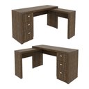 Ver imagem 5 de Escrivaninha Mesa Escritório em L com ME4101 3 Gavetas 136cm Nogal Marrom