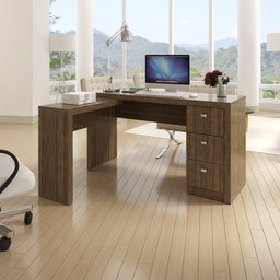 Mesa para Escritório em L com 3 Gaveta Me4101  - 10