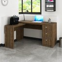 Ver imagem 6 de Escrivaninha Mesa Escritório em L com ME4101 3 Gavetas 136cm Nogal Marrom