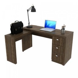 Mesa para Escritório em L com 3 Gaveta Me4101  - 3