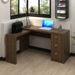 Mesa para Escritório em L com 3 Gaveta Me4101  - 2