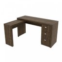 Ver imagem 4 de Escrivaninha Mesa Escritório em L com ME4101 3 Gavetas 136cm Nogal Marrom