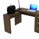Ver imagem 7 de Escrivaninha Mesa Escritório em L com ME4101 3 Gavetas 136cm Nogal Marrom
