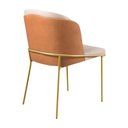 Ver imagem 2 de Cadeira Aurora em Linho Bege e Couro Caramelo Pés em Metal Dourado