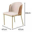 Ver imagem 3 de Cadeira Aurora em Linho Bege e Couro Caramelo Pés em Metal Dourado