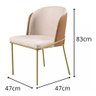 Cadeira Aurora em Linho Bege e Couro Caramelo Pés em Metal Dourado - 3