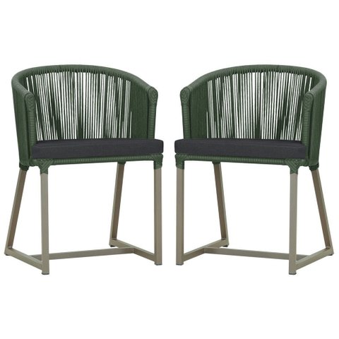 2 Cadeiras de Jantar Área Noronha em Alumínio com Pintura Fendi Corda Nautica E11 Trama Original