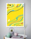Ver imagem 2 de Quadro Decorativo Abstrato Aquarela Amarelo - 70x50cm:moldura Branca